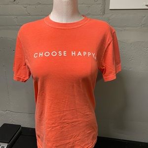 Small CHOOSE HAPPY - Unisex T- shirt Peach Color Pre-Shrunk Cotton
